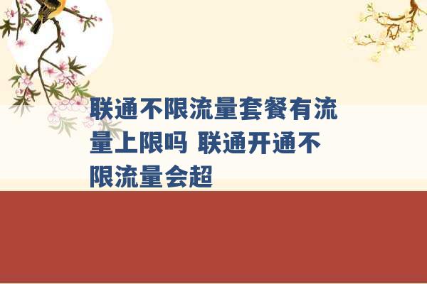 联通不限流量套餐有流量上限吗 联通开通不限流量会超 -第1张图片-电信联通移动号卡网