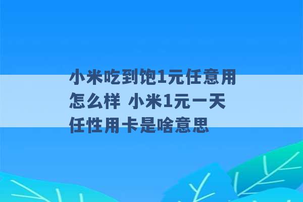 小米吃到饱1元任意用怎么样 小米1元一天任性用卡是啥意思 -第1张图片-电信联通移动号卡网