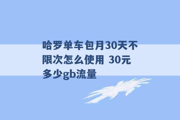 哈罗单车包月30天不限次怎么使用 30元多少gb流量 -第1张图片-电信联通移动号卡网