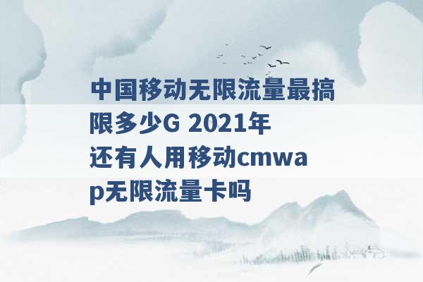 中国移动无限流量最搞限多少G 2021年还有人用移动cmwap无限流量卡吗 -第1张图片-电信联通移动号卡网