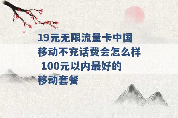 19元无限流量卡中国移动不充话费会怎么样 100元以内最好的移动套餐 -第1张图片-电信联通移动号卡网