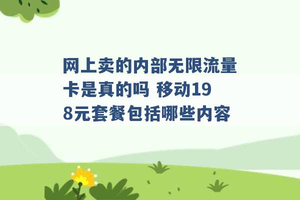 网上卖的内部无限流量卡是真的吗 移动198元套餐包括哪些内容 -第1张图片-电信联通移动号卡网