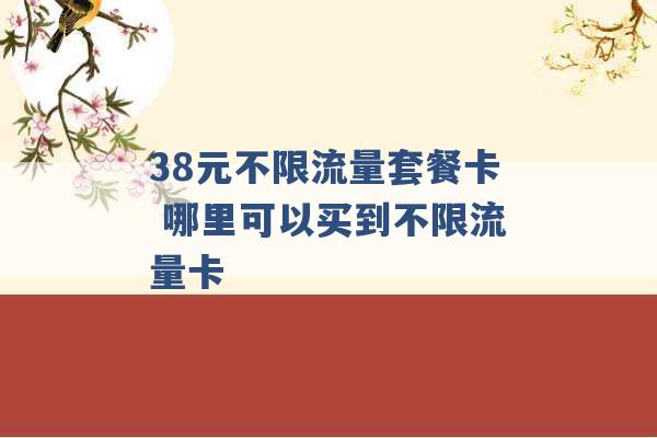 38元不限流量套餐卡 哪里可以买到不限流量卡 -第1张图片-电信联通移动号卡网