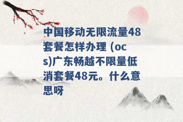 中国移动无限流量48套餐怎样办理 (ocs)广东畅越不限量低消套餐48元。什么意思呀 -第1张图片-电信联通移动号卡网