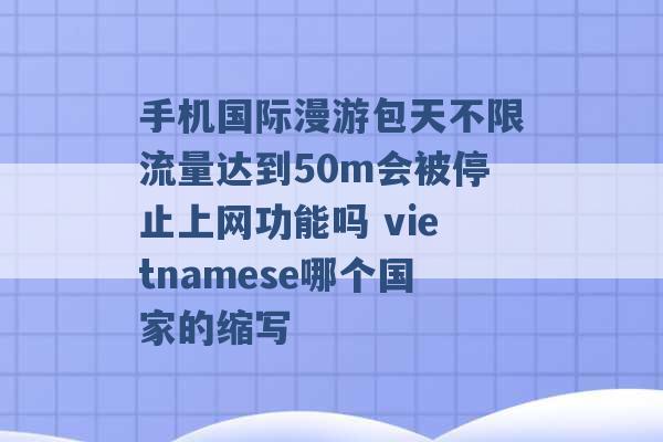 手机国际漫游包天不限流量达到50m会被停止上网功能吗 vietnamese哪个国家的缩写 -第1张图片-电信联通移动号卡网