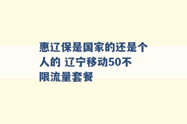 惠辽保是国家的还是个人的 辽宁移动50不限流量套餐 -第1张图片-电信联通移动号卡网