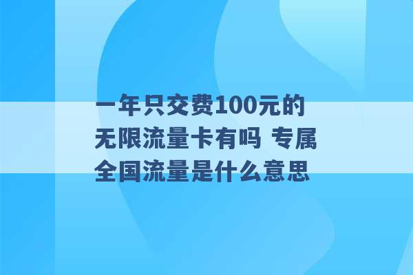 一年只交费100元的无限流量卡有吗 专属全国流量是什么意思 -第1张图片-电信联通移动号卡网