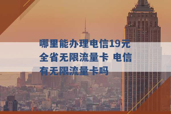 哪里能办理电信19元全省无限流量卡 电信有无限流量卡吗 -第1张图片-电信联通移动号卡网