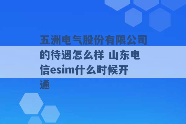 五洲电气股份有限公司的待遇怎么样 山东电信esim什么时候开通 -第1张图片-电信联通移动号卡网