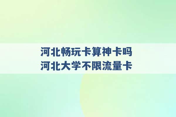 河北畅玩卡算神卡吗 河北大学不限流量卡 -第1张图片-电信联通移动号卡网