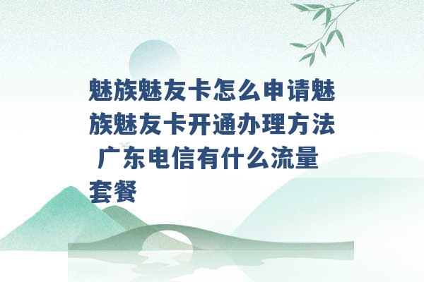 魅族魅友卡怎么申请魅族魅友卡开通办理方法 广东电信有什么流量套餐 -第1张图片-电信联通移动号卡网