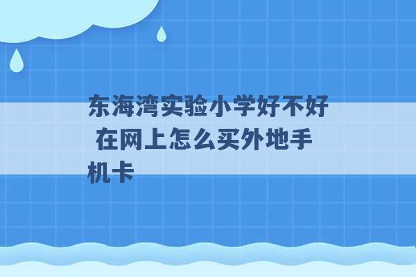 东海湾实验小学好不好 在网上怎么买外地手机卡 -第1张图片-电信联通移动号卡网