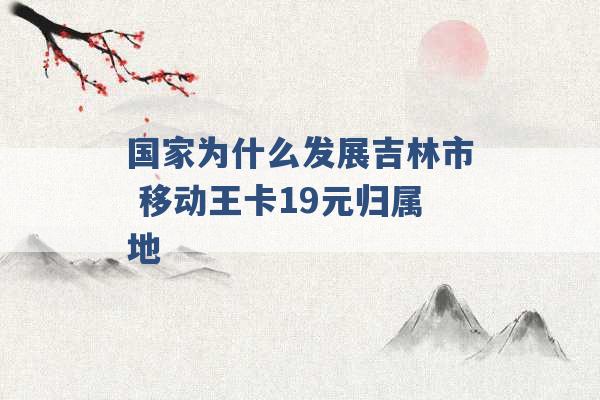 国家为什么发展吉林市 移动王卡19元归属地 -第1张图片-电信联通移动号卡网