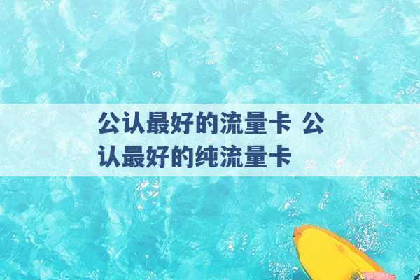 公认最好的流量卡 公认最好的纯流量卡 -第1张图片-电信联通移动号卡网