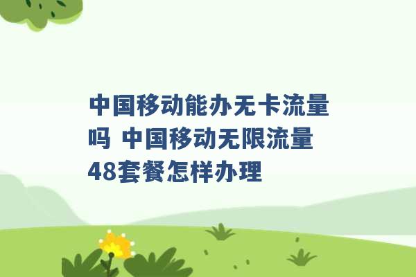 中国移动能办无卡流量吗 中国移动无限流量48套餐怎样办理 -第1张图片-电信联通移动号卡网