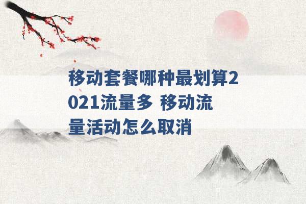 移动套餐哪种最划算2021流量多 移动流量活动怎么取消 -第1张图片-电信联通移动号卡网