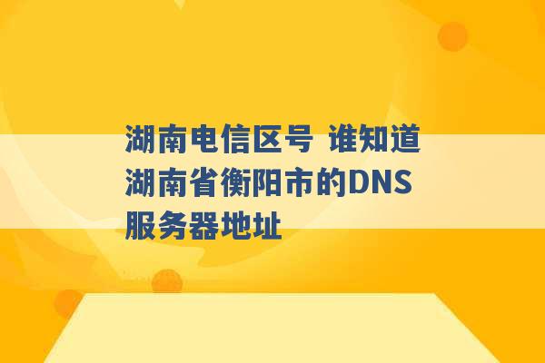 湖南电信区号 谁知道湖南省衡阳市的DNS服务器地址 -第1张图片-电信联通移动号卡网