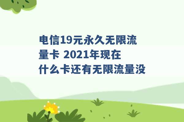 电信19元永久无限流量卡 2021年现在什么卡还有无限流量没 -第1张图片-电信联通移动号卡网