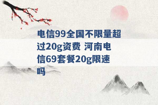 电信99全国不限量超过20g资费 河南电信69套餐20g限速吗 -第1张图片-电信联通移动号卡网