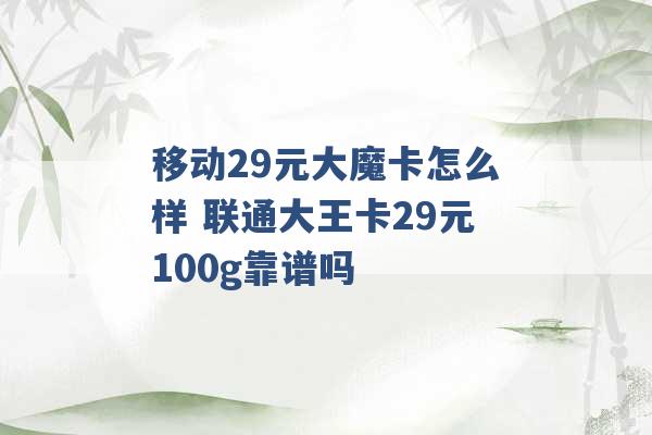 移动29元大魔卡怎么样 联通大王卡29元100g靠谱吗 -第1张图片-电信联通移动号卡网