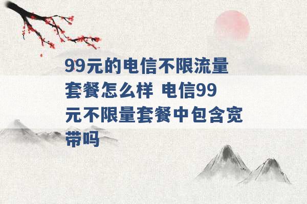 99元的电信不限流量套餐怎么样 电信99元不限量套餐中包含宽带吗 -第1张图片-电信联通移动号卡网