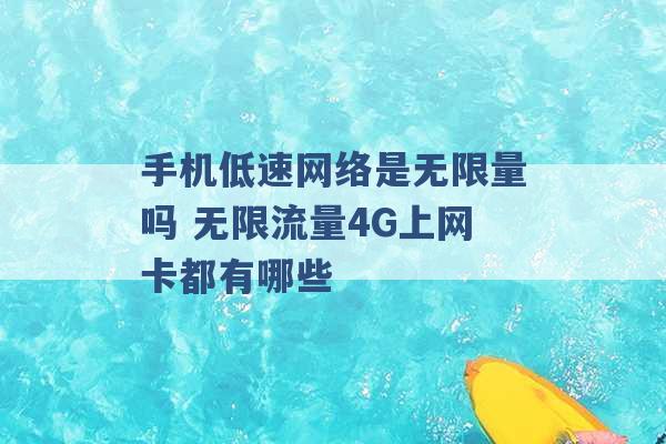 手机低速网络是无限量吗 无限流量4G上网卡都有哪些 -第1张图片-电信联通移动号卡网