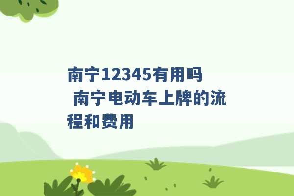 南宁12345有用吗 南宁电动车上牌的流程和费用 -第1张图片-电信联通移动号卡网