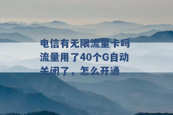 电信有无限流量卡吗 流量用了40个G自动关闭了，怎么开通 -第1张图片-电信联通移动号卡网