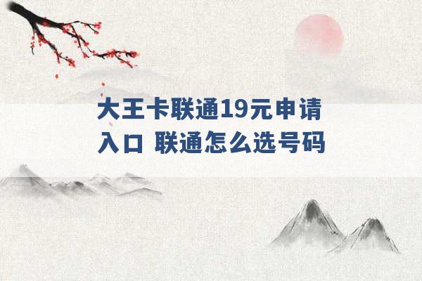 大王卡联通19元申请入口 联通怎么选号码 -第1张图片-电信联通移动号卡网