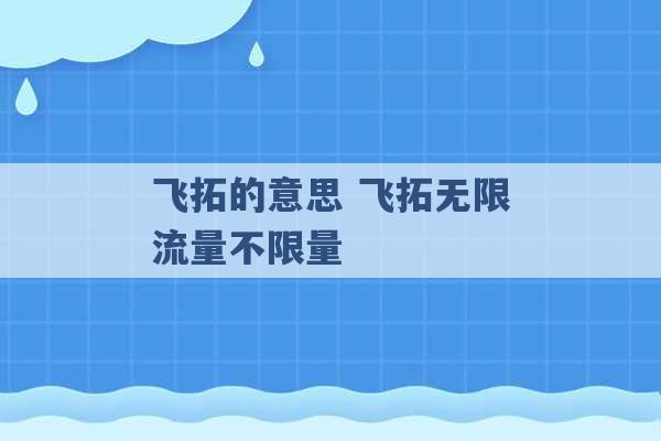 飞拓的意思 飞拓无限流量不限量 -第1张图片-电信联通移动号卡网