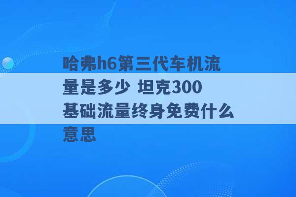 哈弗h6第三代车机流量是多少 坦克300基础流量终身免费什么意思 -第1张图片-电信联通移动号卡网