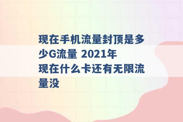 现在手机流量封顶是多少G流量 2021年现在什么卡还有无限流量没 -第1张图片-电信联通移动号卡网