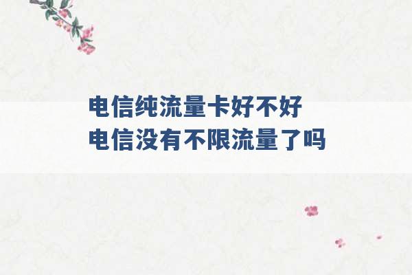 电信纯流量卡好不好 电信没有不限流量了吗 -第1张图片-电信联通移动号卡网