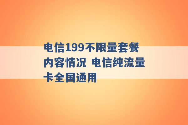 电信199不限量套餐内容情况 电信纯流量卡全国通用 -第1张图片-电信联通移动号卡网