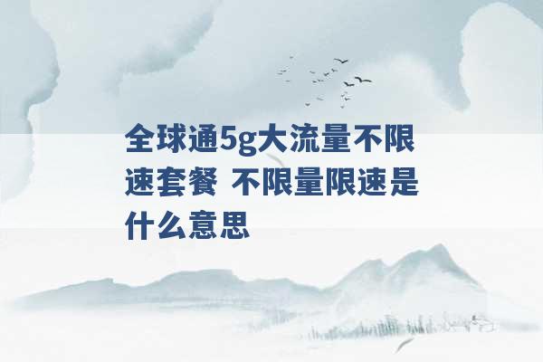 全球通5g大流量不限速套餐 不限量限速是什么意思 -第1张图片-电信联通移动号卡网