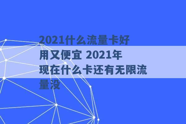 2021什么流量卡好用又便宜 2021年现在什么卡还有无限流量没 -第1张图片-电信联通移动号卡网