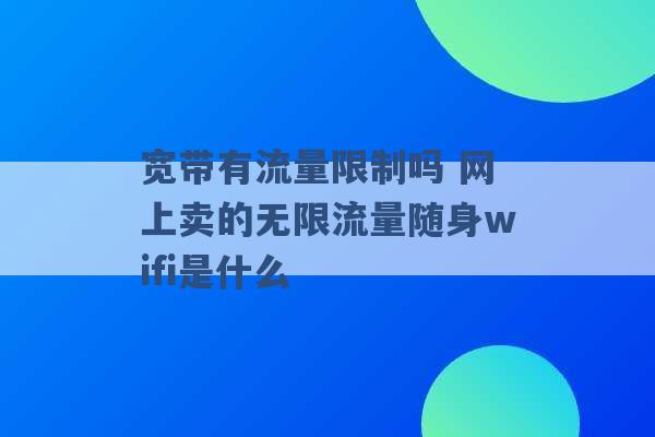 宽带有流量限制吗 网上卖的无限流量随身wifi是什么 -第1张图片-电信联通移动号卡网