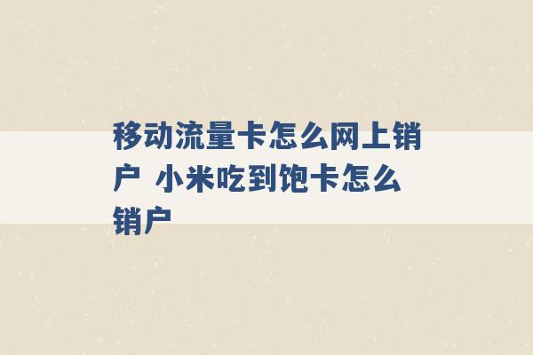 移动流量卡怎么网上销户 小米吃到饱卡怎么销户 -第1张图片-电信联通移动号卡网