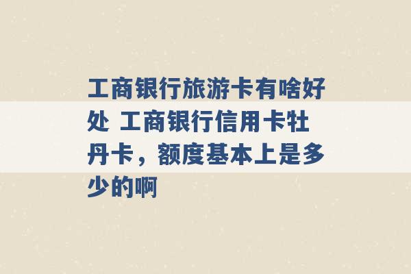 工商银行旅游卡有啥好处 工商银行信用卡牡丹卡，额度基本上是多少的啊 -第1张图片-电信联通移动号卡网