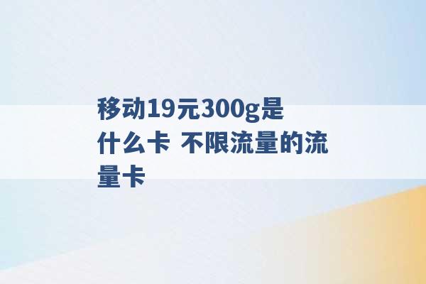 移动19元300g是什么卡 不限流量的流量卡 -第1张图片-电信联通移动号卡网