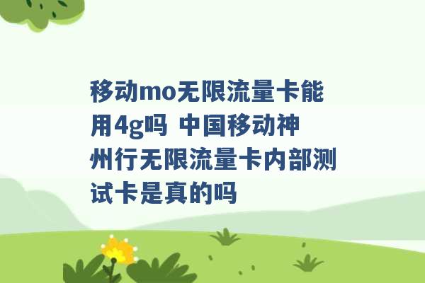 移动mo无限流量卡能用4g吗 中国移动神州行无限流量卡内部测试卡是真的吗 -第1张图片-电信联通移动号卡网