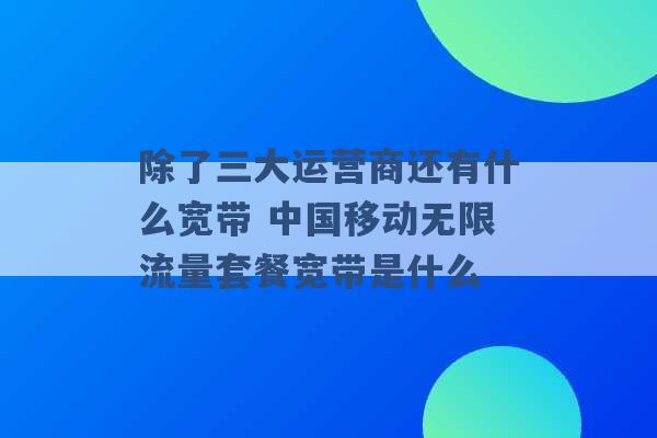 除了三大运营商还有什么宽带 中国移动无限流量套餐宽带是什么 -第1张图片-电信联通移动号卡网