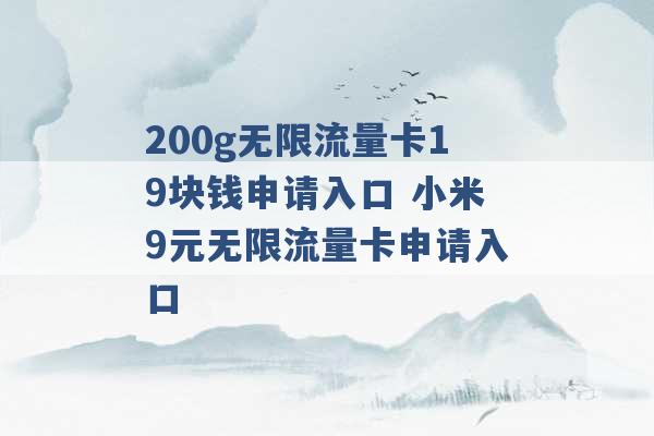 200g无限流量卡19块钱申请入口 小米9元无限流量卡申请入口 -第1张图片-电信联通移动号卡网