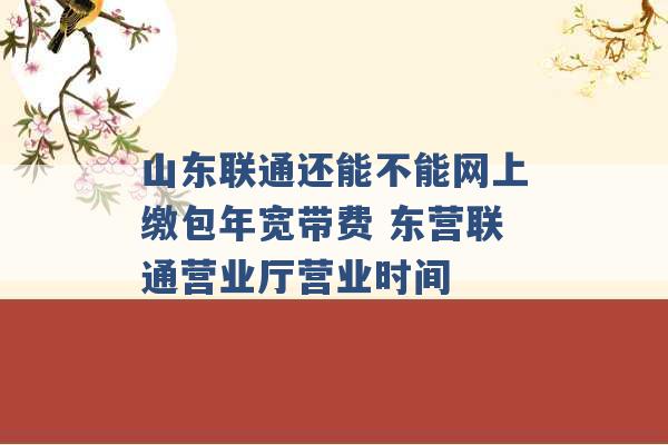 山东联通还能不能网上缴包年宽带费 东营联通营业厅营业时间 -第1张图片-电信联通移动号卡网