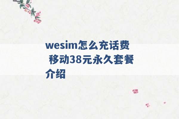 wesim怎么充话费 移动38元永久套餐介绍 -第1张图片-电信联通移动号卡网