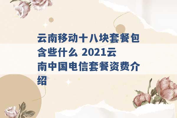 云南移动十八块套餐包含些什么 2021云南中国电信套餐资费介绍 -第1张图片-电信联通移动号卡网