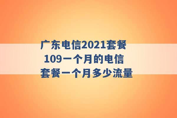 广东电信2021套餐 109一个月的电信套餐一个月多少流量 -第1张图片-电信联通移动号卡网