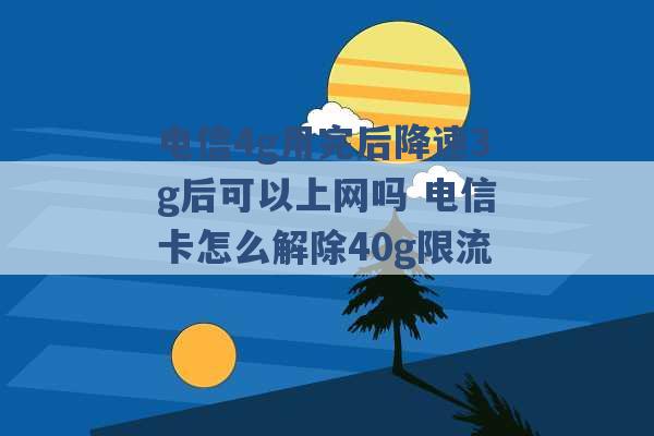 电信4g用完后降速3g后可以上网吗 电信卡怎么解除40g限流 -第1张图片-电信联通移动号卡网