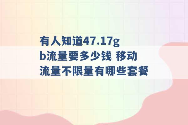 有人知道47.17gb流量要多少钱 移动流量不限量有哪些套餐 -第1张图片-电信联通移动号卡网