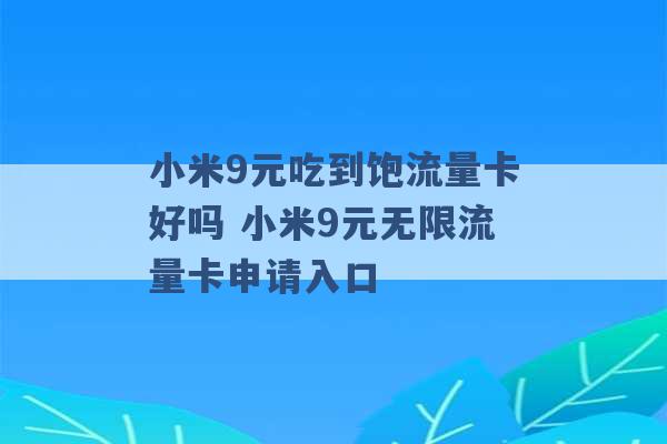 小米9元吃到饱流量卡好吗 小米9元无限流量卡申请入口 -第1张图片-电信联通移动号卡网